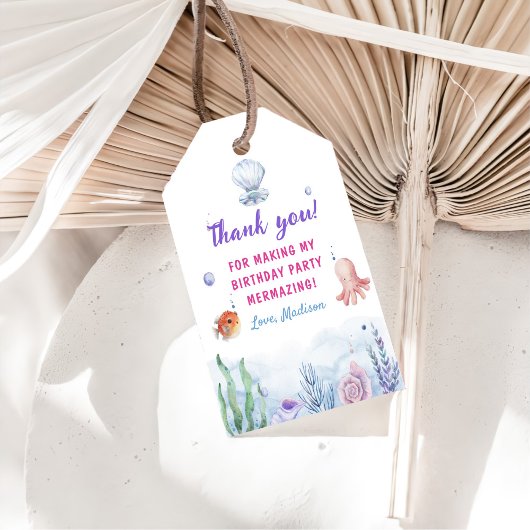 Zeemeermin Meisje 1e Verjaardagsfeest Cadeaulabel