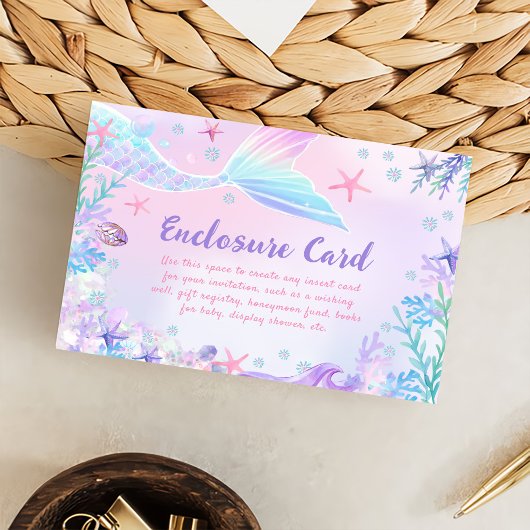 Zeemeermin Meisje 1e Verjaardagsfeest Informatiekaartje