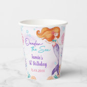 Zeemeermin Meisje 1e Verjaardagsfeest Papieren Bekers (Voorkant)