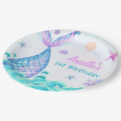 Zeemeermin Meisje 1e Verjaardagsfeest Papieren Bordje (Gekanteld)