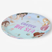 Zeemeermin Meisje 1e Verjaardagsfeest Papieren Bordje (Gekanteld)