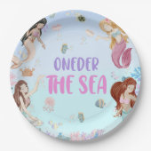 Zeemeermin Meisje 1e Verjaardagsfeest Papieren Bordje (Voorkant)