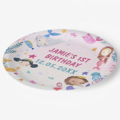 Zeemeermin Meisje 1e Verjaardagsfeest Papieren Bordje (Gekanteld)