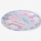 Zeemeermin Meisje 1e Verjaardagsfeest Papieren Bordje (Gekanteld)