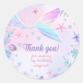 Zeemeermin Meisje 1e Verjaardagsfeest Ronde Sticker (Voorkant)
