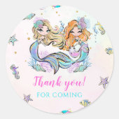 Zeemeermin Meisje 1e Verjaardagsfeest Ronde Sticker (Voorkant)