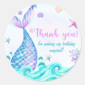 Zeemeermin Meisje 1e Verjaardagsfeest Ronde Sticker (Voorkant)