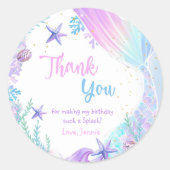 Zeemeermin Meisje 1e Verjaardagsfeest Ronde Sticker (Voorkant)