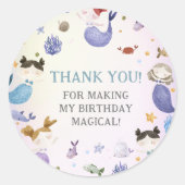 Zeemeermin Meisje 1e Verjaardagsfeest Ronde Sticker (Voorkant)