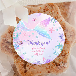 Zeemeermin Meisje 1e Verjaardagsfeest Ronde Sticker