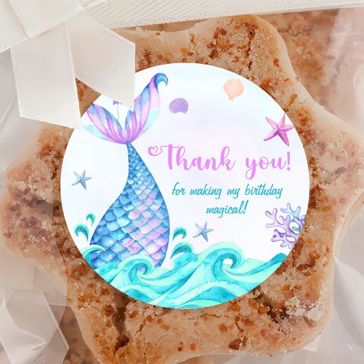 Zeemeermin Meisje 1e Verjaardagsfeest Ronde Sticker
