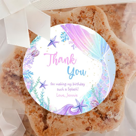 Zeemeermin Meisje 1e Verjaardagsfeest Ronde Sticker