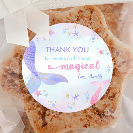 Zeemeermin Meisje 1e Verjaardagsfeest Ronde Sticker