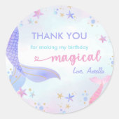 Zeemeermin Meisje 1e Verjaardagsfeest Ronde Sticker (Voorkant)