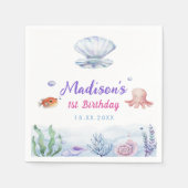 Zeemeermin Meisje 1e Verjaardagsfeest Servet (Voorkant)