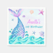 Zeemeermin Meisje 1e Verjaardagsfeest Servet (Voorkant)