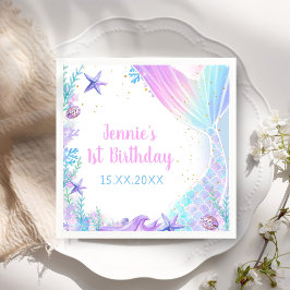 Zeemeermin Meisje 1e Verjaardagsfeest Servet