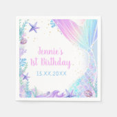 Zeemeermin Meisje 1e Verjaardagsfeest Servet (Voorkant)