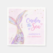 Zeemeermin Meisje 1e Verjaardagsfeest Servet (Voorkant)