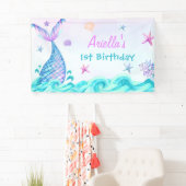 Zeemeermin Meisje 1e Verjaardagsfeest Spandoek (Insitu)