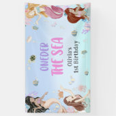 Zeemeermin Meisje 1e Verjaardagsfeest Spandoek (Verticaal)