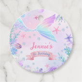 Zeemeermin Meisje 1e Verjaardagsfeestgunst Labels (Voorkant)