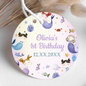 Zeemeermin Meisje 1e Verjaardagsfeestgunst Labels