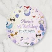 Zeemeermin Meisje 1e Verjaardagsfeestgunst Labels (Voorkant)