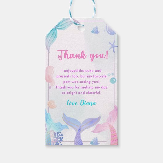 Zeemeermin Meisje 3e Verjaardag Party Cadeaulabel (Voorkant)