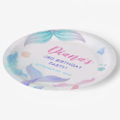 Zeemeermin Meisje 3e Verjaardag Party Papieren Bordje (Gekanteld)