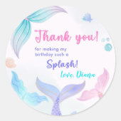 Zeemeermin Meisje 3e Verjaardag Party Ronde Sticker (Voorkant)