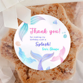 Zeemeermin Meisje 3e Verjaardag Party Ronde Sticker