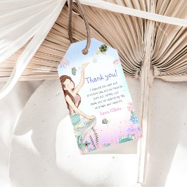 Zeemeermin Meisje 4e Verjaardagsfeestje Cadeaulabel