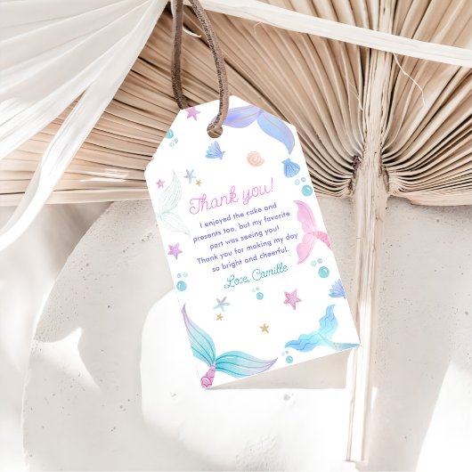 Zeemeermin Meisje 4e Verjaardagsfeestje Cadeaulabel