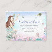 Zeemeermin Meisje 4e Verjaardagsfeestje Informatiekaartje (Voorkant)