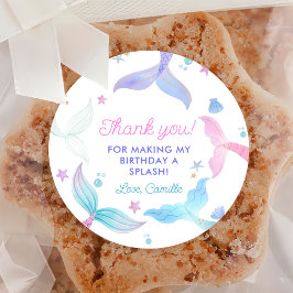 Zeemeermin Meisje 4e Verjaardagsfeestje Ronde Sticker