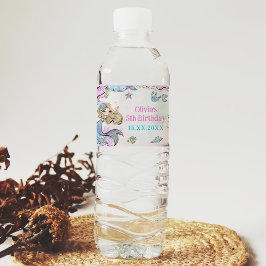 Zeemeermin Meisje 5e Verjaardagsfeestje Waterfles Etiket
