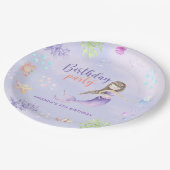 Zeemeermin Meisje 6e Verjaardagsfeestje Papieren Bordje (Gekanteld)