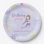 Zeemeermin Meisje 6e Verjaardagsfeestje Papieren Bordje (Voorkant)
