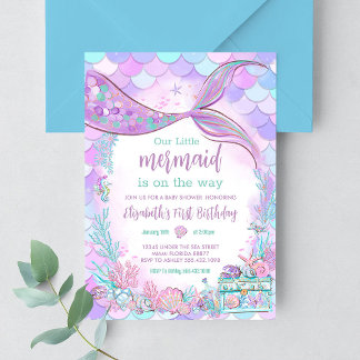 Zeemeermin Meisje Baby Shower Kaart