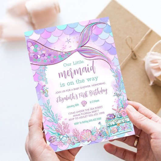 Zeemeermin Meisje Baby shower Kaart