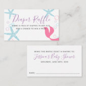 Zeemeermin Meisje Baby shower, Luier Raffle Ticket Informatiekaartje (Voorkant / Achterkant)