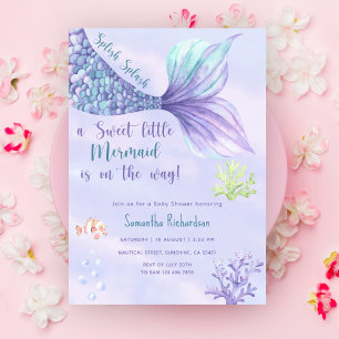Zeemeermin Meisje Baby Shower Onder De Zee Kaart