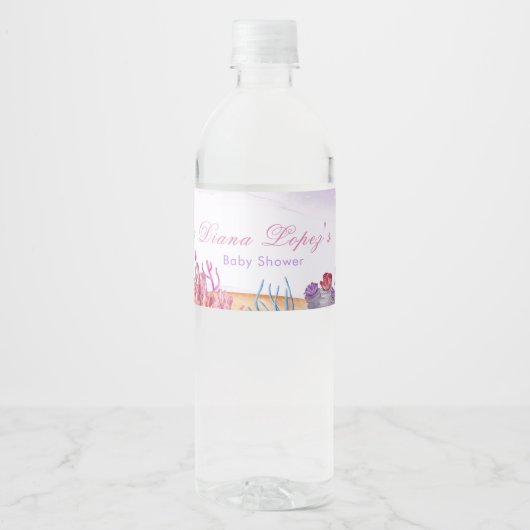 Zeemeermin Meisje Baby shower Party Waterfles Etiket (Voorkant)