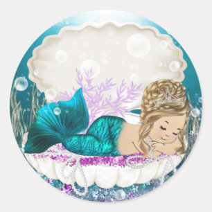Zeemeermin Meisje Baby Shower Stickers