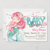Zeemeermin, Meisje Baby shower uitnodiging (Voorkant)