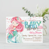 Zeemeermin, Meisje Baby shower uitnodiging (Staand voorkant)