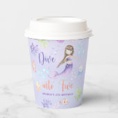 Zeemeermin Meisje Duik in Vijf 5e Verjaardagsfeest Papieren Bekers (Voorkant)