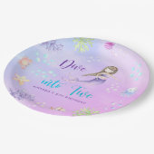 Zeemeermin Meisje Duik in Vijf 5e Verjaardagsfeest Papieren Bordje (Gekanteld)