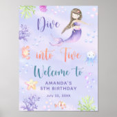 Zeemeermin Meisje Duik In Vijf Verjaardags Feest W Poster (Voorkant)